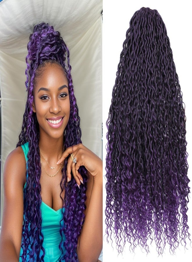 8 عبوات من شعر كروشيه ريفر لوكس الأرجواني للنساء ذوات البشرة السمراء، شعر كروشيه فو لوكس، شعر فو لوكس مجعد، ضفائر كروشيه جاهزة، وصلات شعر بوهو هيبي لوكس (#T1B/أرجواني 18 بوصة) - Image 1